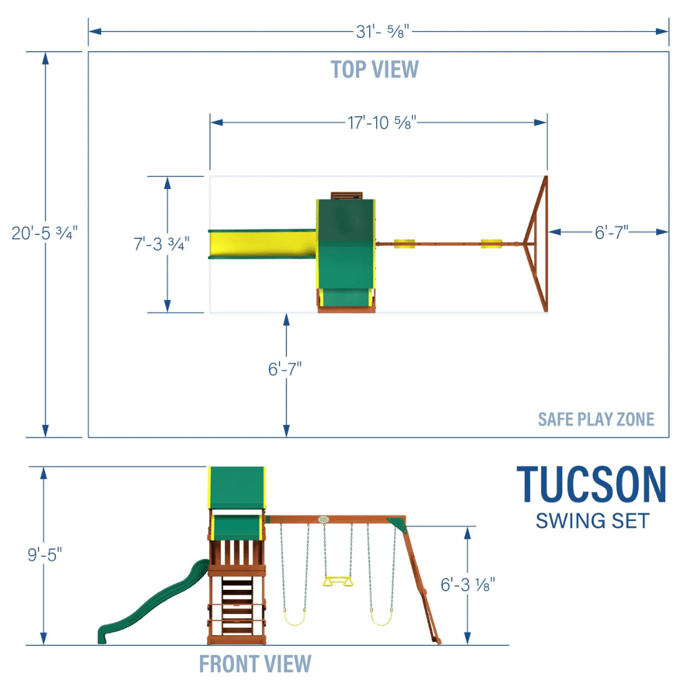 Tucson Wooden Backyard Swing Set Playset