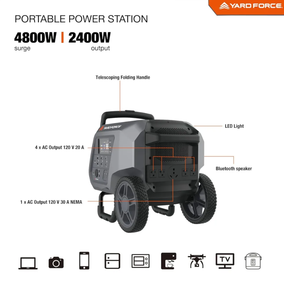 Yard Force Portable Power Station 2400W