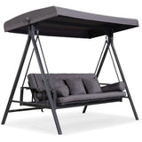 PURPLE LEAF 3-Seat Outdoor Patio Porch Swing 45.4kg Gray