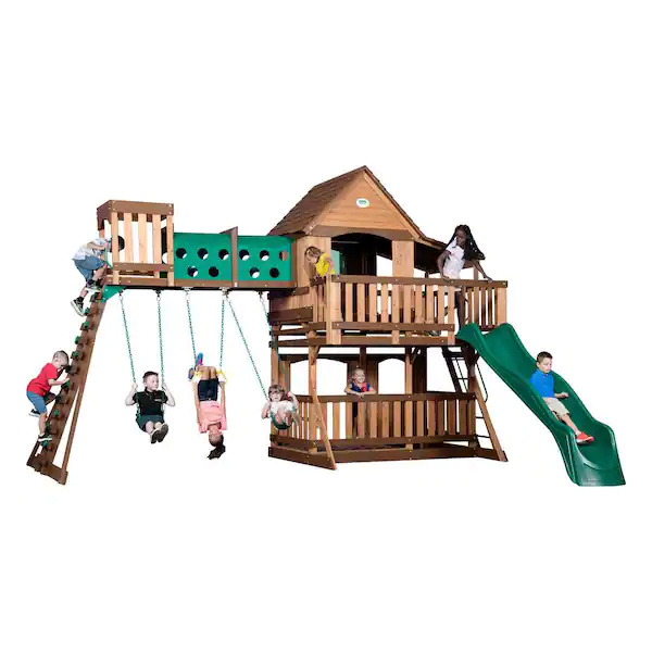 Backyard Discovery Woodridge Elite Wooden Swing Set Playset