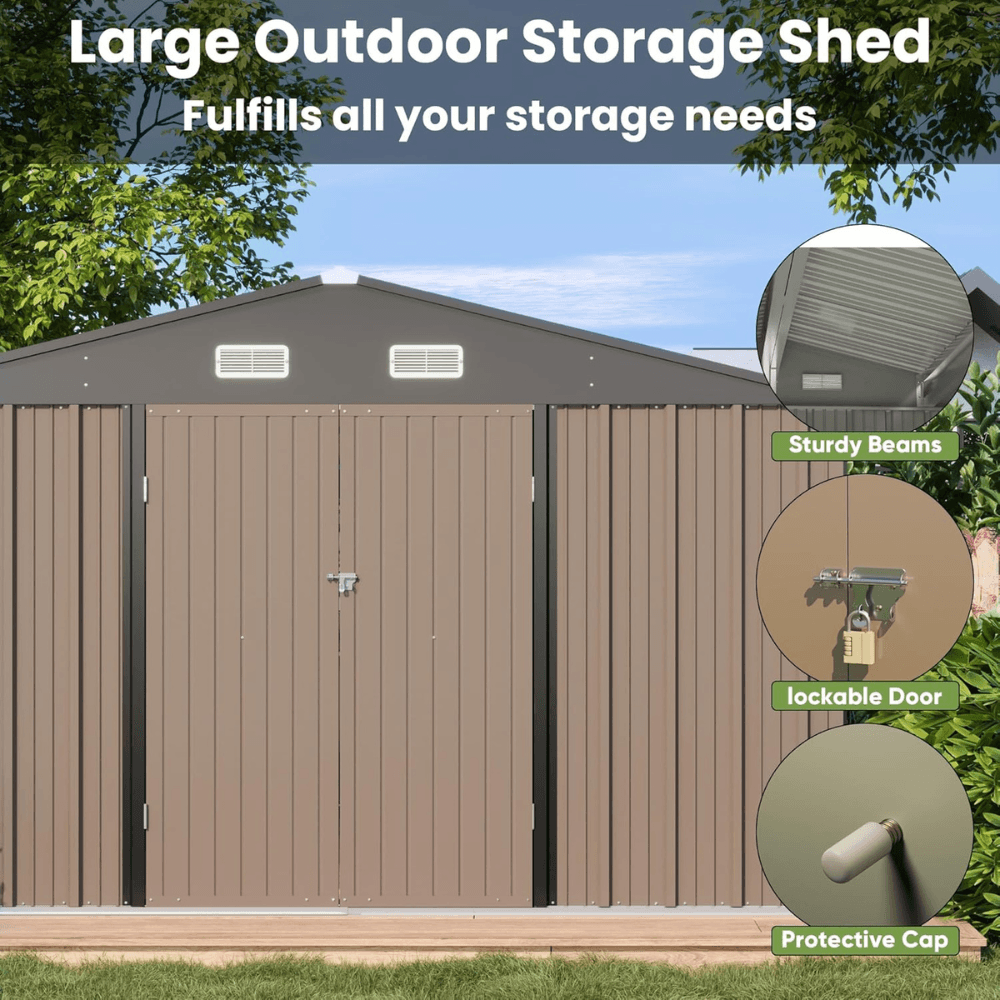 VEIKOUS 3x3m Metal Storage Shed