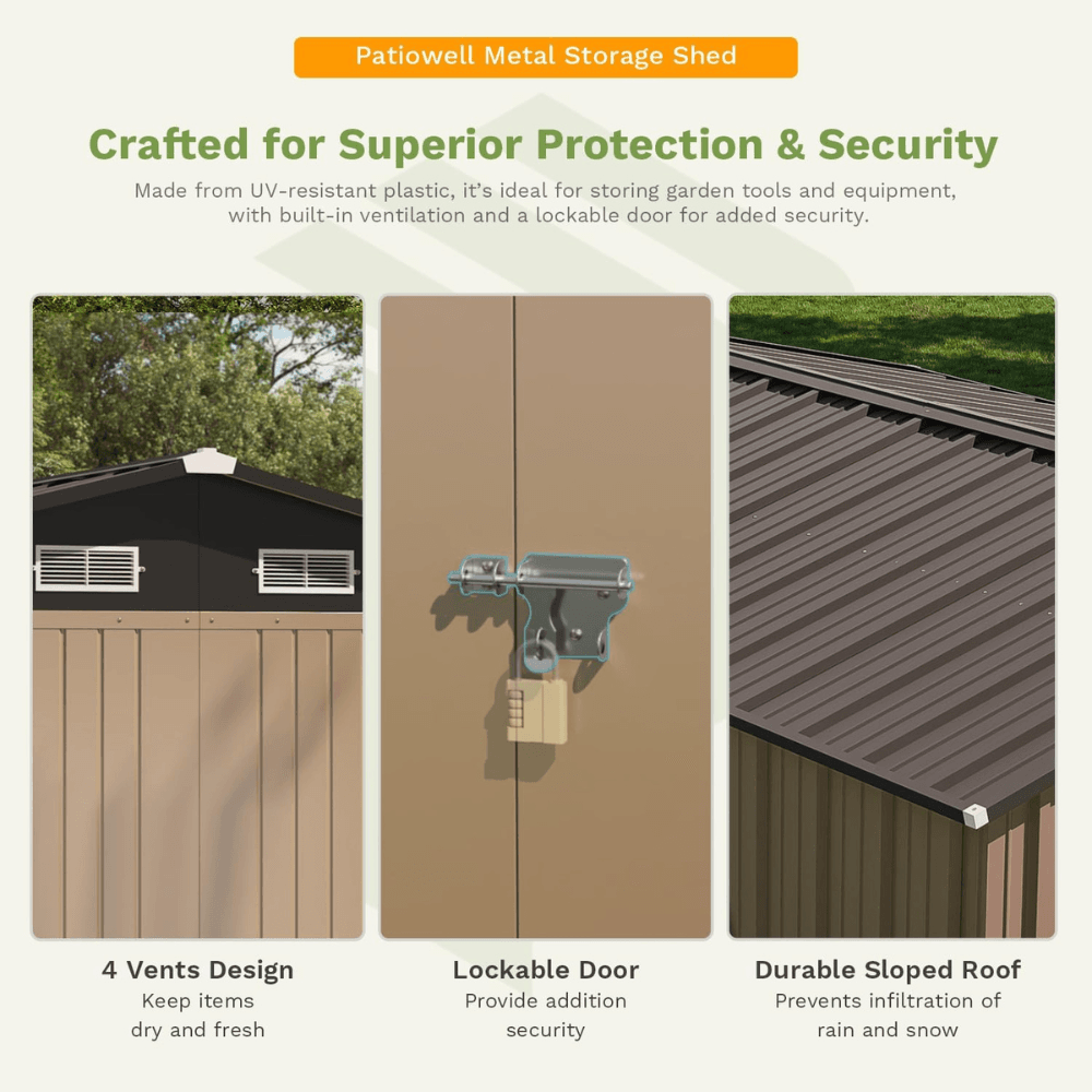 Patiowell 3m x 3.7m Metal Storage Shed 11.1 sq m