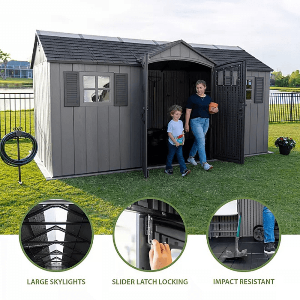 Lifetime Outdoor Storage Shed Dual Entry Gray 4.57m x 2.44m