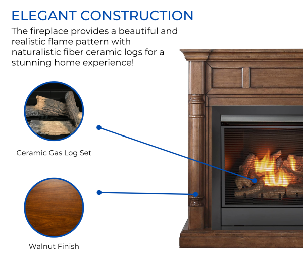 Duluth Forge FDI32R-M-WN Ventless Gas Fireplace 1.4m x 54.6cm