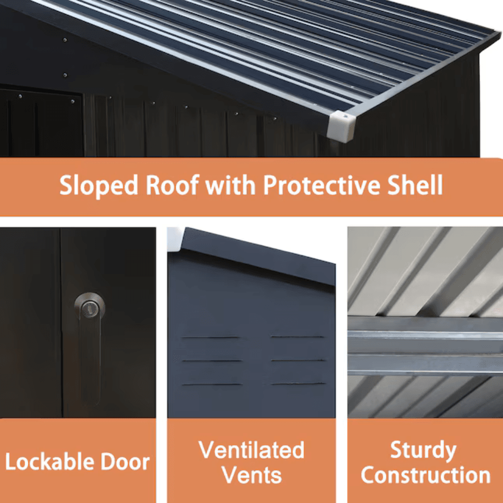 VEIKOUS 3m x 3.7m Outdoor Metal Storage Shed Gray
