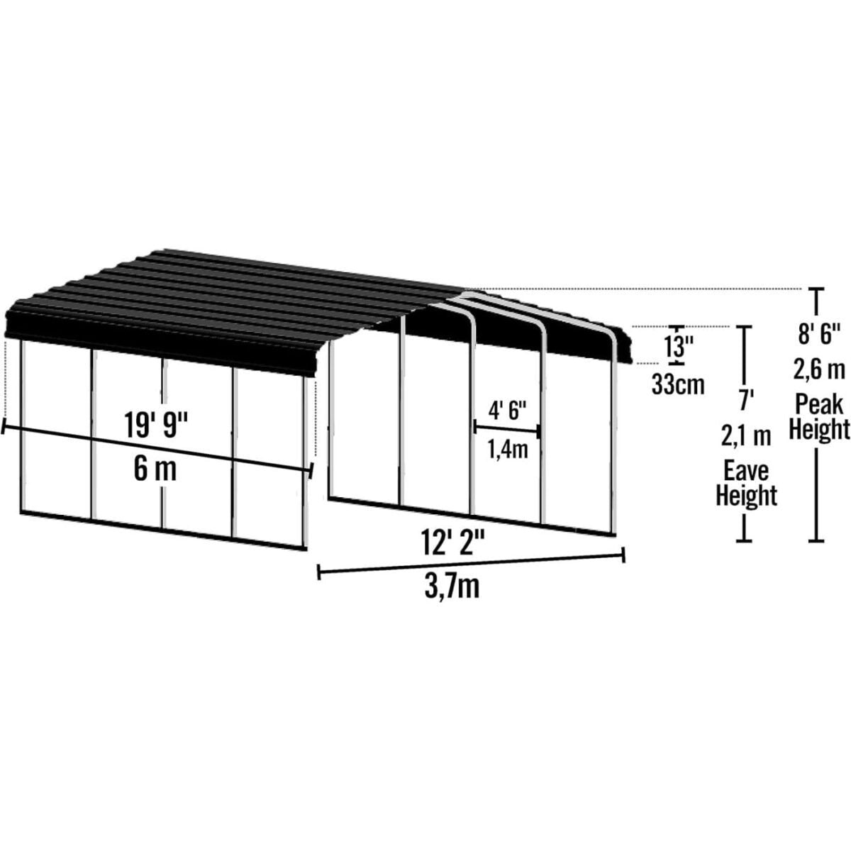 Arrow Steel Carport 3.7m x 6m